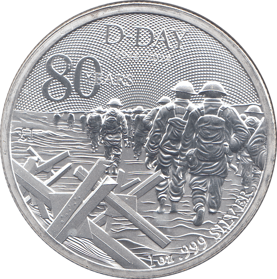 2024 SILVER 1OZ D - DAY 80TH ANNIVERSARY ALDERNEY ( BU ) - SILVER WORLD COINS - Cambridgeshire Coins