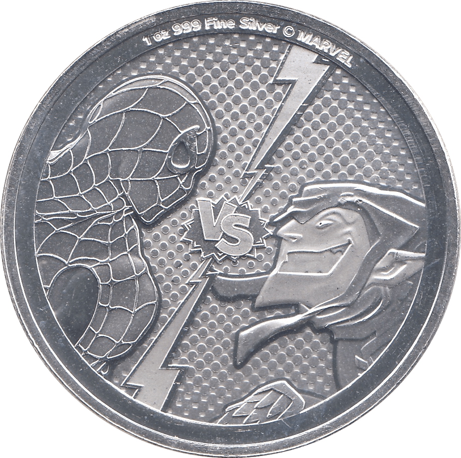 2024 SILVER 1oz SPIDERMAN VS GREEN GOBLIN TWO DOLLARS NIUE - SILVER WORLD COINS - Cambridgeshire Coins