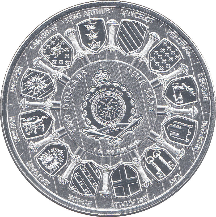 2024 SILVER 1OZ TWO DOLLARS CAMELOT SIR LANCELOT NIUE ( BU ) - SILVER WORLD COINS - Cambridgeshire Coins