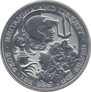 2024 SILVER 1OZ TWO POUNDS BRITANNIA AND LIBERTY ( BU ) - SILVER WORLD COINS - Cambridgeshire Coins
