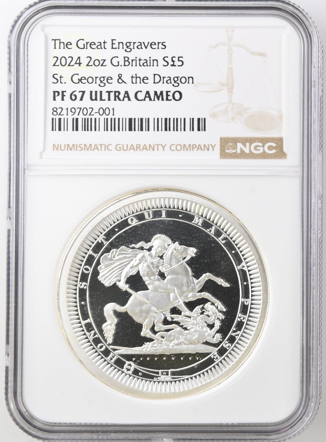 2024 SILVER 2 0Z £5 ST. GEORGE & THE DRAGON PF 67 ULTRA CAMEO - NGC SILVER COINS - Cambridgeshire Coins