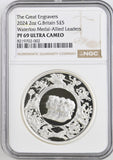 2024 SILVER PROOF 2 0Z £5 WATERLOO MEDAL - ALLIED LEADERS PF 69 ULTRA CAMEO - NGC SILVER COINS - Cambridgeshire Coins