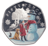 2024 SILVER PROOF 50P COLOURED SNOWMAN BAILIWICK OF GUERNSEY - 50P REGIONAL ISSUES - Cambridgeshire Coins