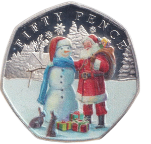 2024 SILVER PROOF 50P COLOURED SNOWMAN BAILIWICK OF GUERNSEY - 50P REGIONAL ISSUES - Cambridgeshire Coins