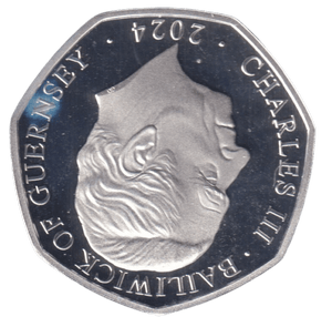 2024 SILVER PROOF 50P COLOURED SNOWMAN BAILIWICK OF GUERNSEY - 50P REGIONAL ISSUES - Cambridgeshire Coins