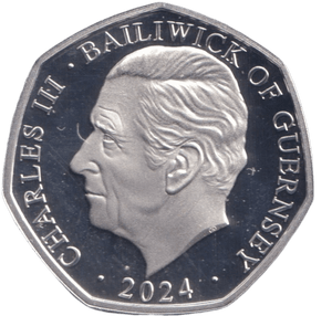 2024 SILVER PROOF 50P COLOURED SNOWMAN BAILIWICK OF GUERNSEY - 50P REGIONAL ISSUES - Cambridgeshire Coins