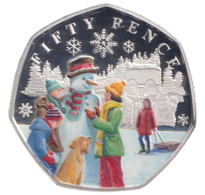 2024 SILVER PROOF 50P COLOURED SNOWMAN BAILIWICK OF GUERNSEY - 50P REGIONAL ISSUES - Cambridgeshire Coins