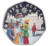 2024 SILVER PROOF 50P COLOURED SNOWMAN BAILIWICK OF GUERNSEY - 50P REGIONAL ISSUES - Cambridgeshire Coins