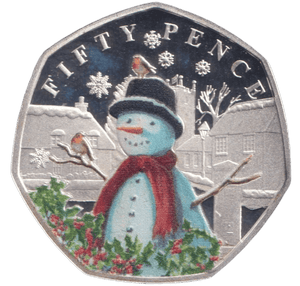 2024 SILVER PROOF 50P COLOURED SNOWMAN BAILIWICK OF GUERNSEY - 50P REGIONAL ISSUES - Cambridgeshire Coins