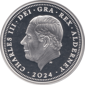 2024 SILVER PROOF FIVE POUNDS ALDERNEY - SILVER WORLD COINS - Cambridgeshire Coins