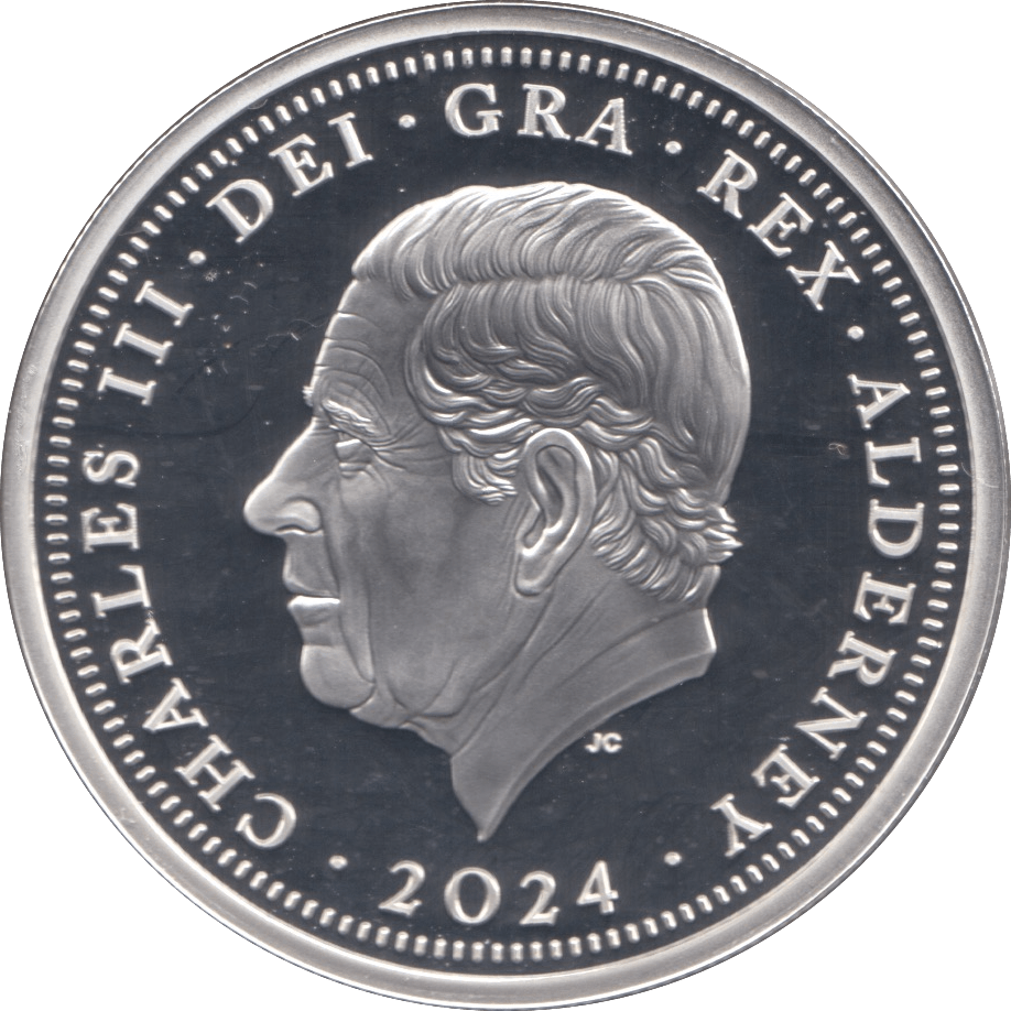 2024 SILVER PROOF FIVE POUNDS ALDERNEY - SILVER WORLD COINS - Cambridgeshire Coins