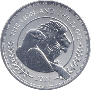 2024 SILVER THE LION AND THE EAGLE TWO POUND BU - SILVER WORLD COINS - Cambridgeshire Coins