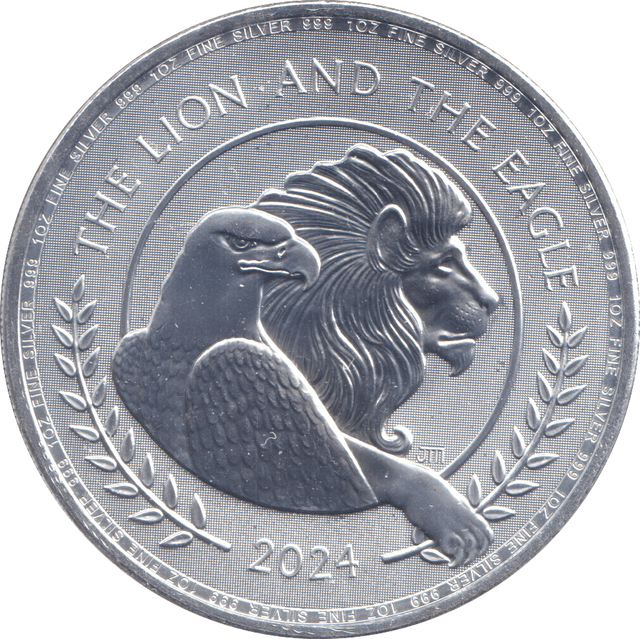 2024 SILVER THE LION AND THE EAGLE TWO POUND BU - SILVER WORLD COINS - Cambridgeshire Coins