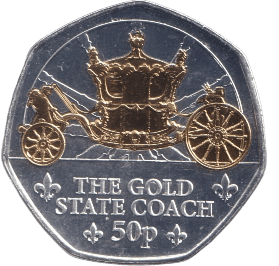 2024 THE GOLD STATE COACH 50P ISLE OF MAN - 50P REGIONAL ISSUES - Cambridgeshire Coins