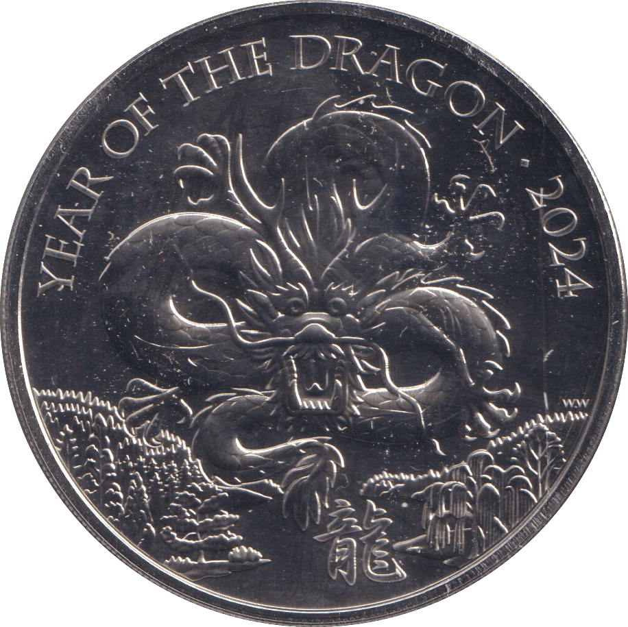 2024 YEAR OF THE DRAGON FIVE POUNDS ( BU ) - SILVER PROOF - Cambridgeshire Coins