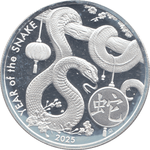 2025 1 OZ FINE SILVER YEAR OF THE SNAKE COMMEMORATIVE COIN - SILVER WORLD COINS - Cambridgeshire Coins