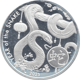 2025 1 OZ FINE SILVER YEAR OF THE SNAKE COMMEMORATIVE COIN - SILVER WORLD COINS - Cambridgeshire Coins
