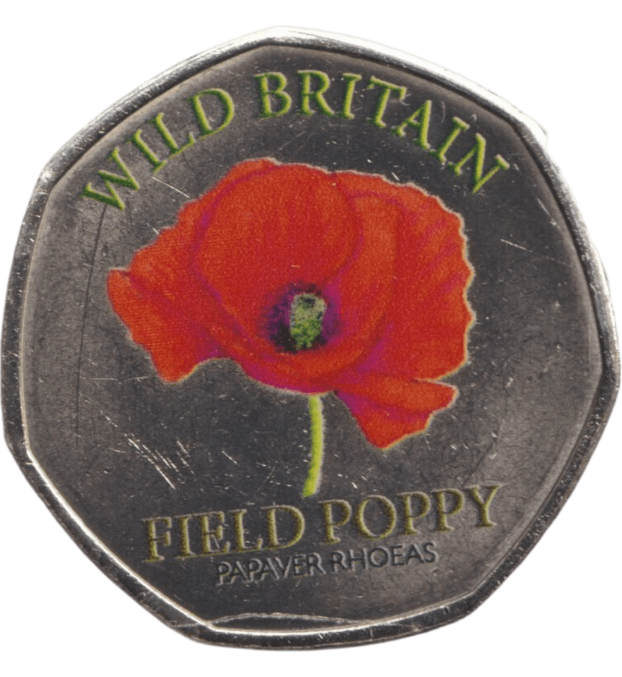 2025 50P SHAPED COINS WILD BRITAIN FIELD POPPY - 50P SHAPED COIN - Cambridgeshire Coins