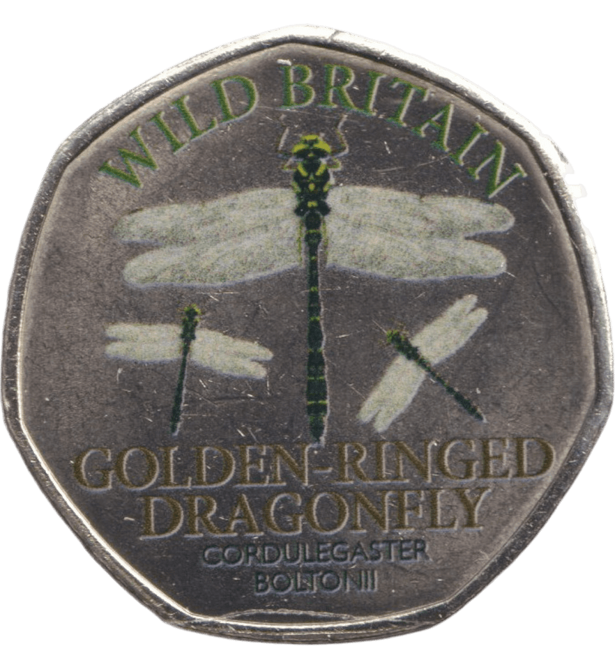 2025 50P SHAPED COINS WILD BRITAIN GOLDEN - RINGED DRAGONFLY - 50P SHAPED COIN - Cambridgeshire Coins