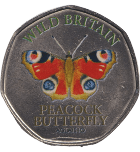 2025 50P SHAPED COINS WILD BRITAIN PEACOCK BUTTERFLY - 50P SHAPED COIN - Cambridgeshire Coins