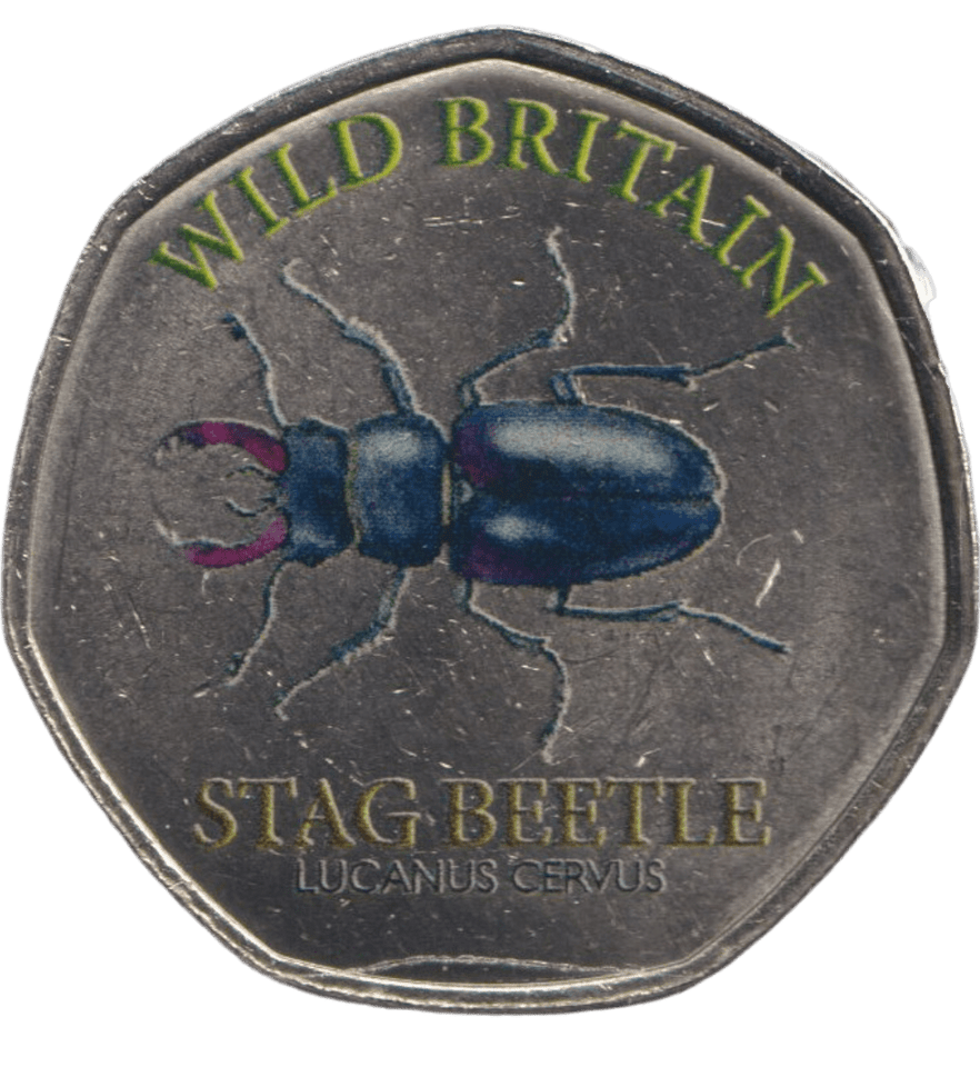 2025 50P SHAPED COINS WILD BRITAIN STAG BEETLE - 50P SHAPED COIN - Cambridgeshire Coins