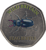 2025 50P SHAPED COINS WILD BRITAIN STAG BEETLE - 50P SHAPED COIN - Cambridgeshire Coins