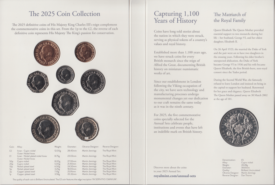 2025 BRILLIANT UNCIRCULATED ANNUAL COIN SET - Brilliant Uncirculated Year Sets - Cambridgeshire Coins