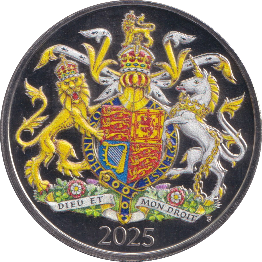 2025 FIVE POUNDS COLOURED ( BU ) - SILVER PROOF - Cambridgeshire Coins