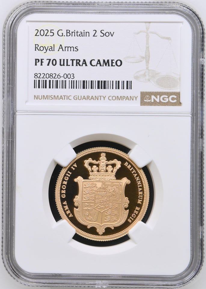 2025 GOLD PROOF £2 ROYAL ARMS PF 70 ULTRA CAMEO - NGC GOLD £2 - Cambridgeshire Coins
