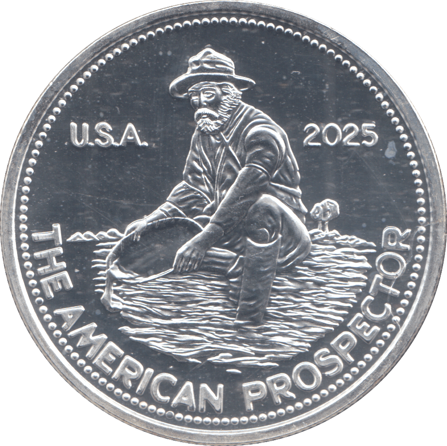2025 SILVER 1OZ .999 THE AMERICAN PROSPECTOR - SILVER WORLD COINS - Cambridgeshire Coins