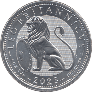 2025 SILVER 1OZ TWO POUNDS BRITISH LION ( BU ) - SILVER WORLD COINS - Cambridgeshire Coins