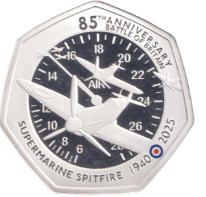 2025 SILVER PROOF SUPERMARINE SPITFIRE 50P - 50P REGIONAL ISSUES - Cambridgeshire Coins