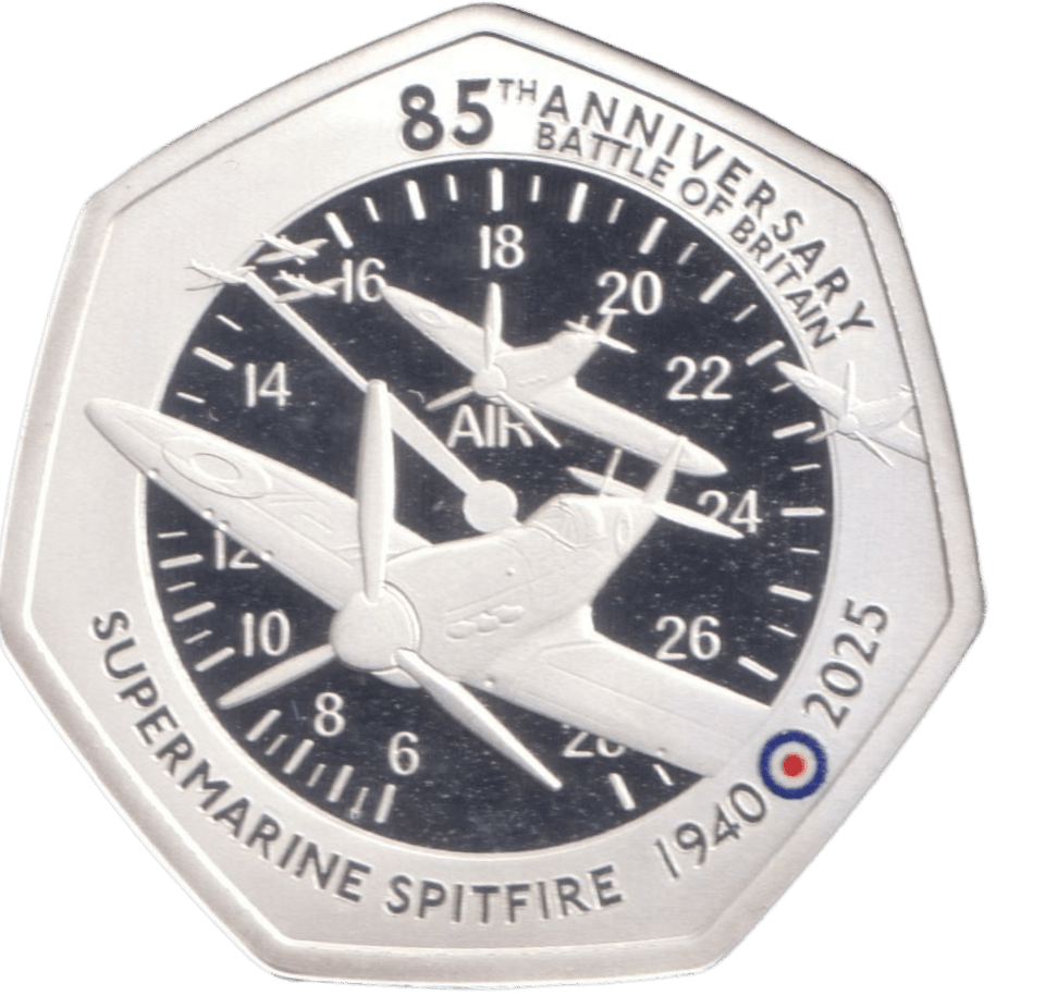 2025 SILVER PROOF SUPERMARINE SPITFIRE 50P - 50P REGIONAL ISSUES - Cambridgeshire Coins