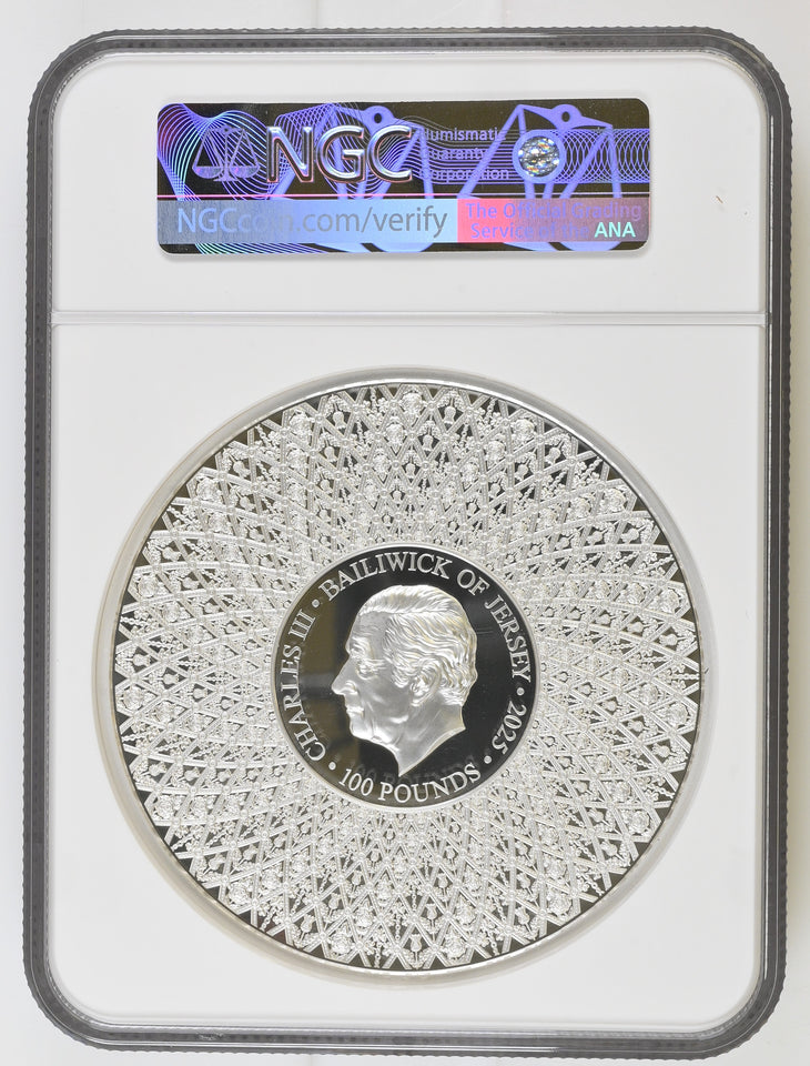 2025 SILVER £100 1 KILO JERSEY BUCKINGHAM PALACE PF 70 ULTRA CAMEO - NGC SILVER COINS - Cambridgeshire Coins