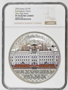 2025 SILVER £100 1 KILO JERSEY BUCKINGHAM PALACE PF 70 ULTRA CAMEO - NGC SILVER COINS - Cambridgeshire Coins