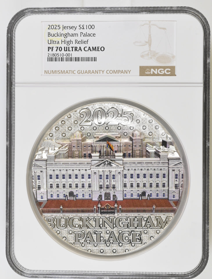 2025 SILVER £100 1 KILO JERSEY BUCKINGHAM PALACE PF 70 ULTRA CAMEO - NGC SILVER COINS - Cambridgeshire Coins