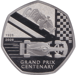 2026 50P PROOF CENTENARY OF THE BRITISH GRAND PRIX - 50p PROOF - Cambridgeshire Coins