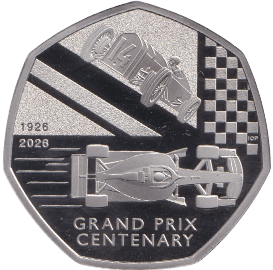 2026 50P PROOF CENTENARY OF THE BRITISH GRAND PRIX - 50p PROOF - Cambridgeshire Coins