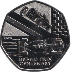 2026 BRILLIANT UNCIRCULATED 50P CENTENARY OF THE BRITISH GRAND PRIX BU - 50p BU - Cambridgeshire Coins