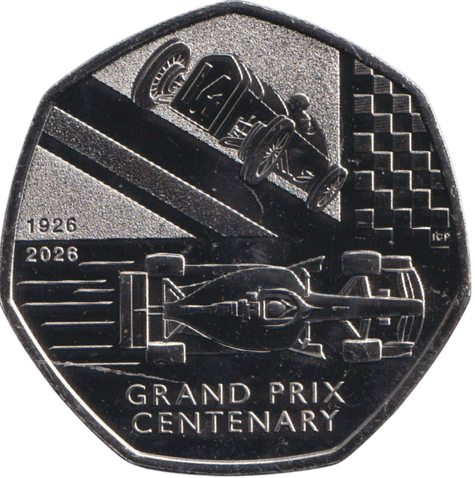 2026 BRILLIANT UNCIRCULATED 50P CENTENARY OF THE BRITISH GRAND PRIX BU - 50p BU - Cambridgeshire Coins