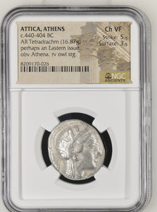 440 - 404 BC ATTICA, ATHENS AR Tetradrachm Ch VF Strike: 5/5 Surface: 3/5 - NGC OTHER COINS - Cambridgeshire Coins