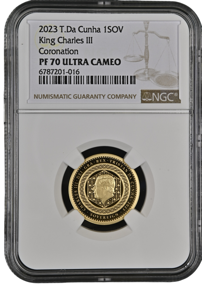 2023 TRISTAN DA CUNHA GOLD SOVEREIGN KING CHARLES III CORONATION NGC PF 70 ULTRA CAMEO