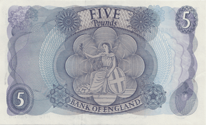 5 POUNDS BANKNOTE HOLLOM REF £5-158 - £5 BANKNOTES - Cambridgeshire Coins