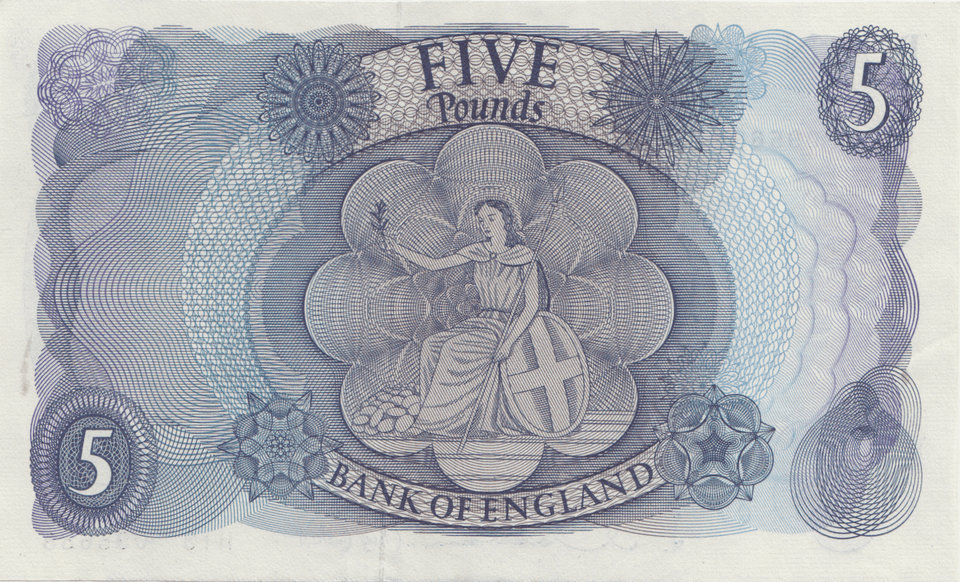 5 POUNDS BANKNOTE HOLLOM REF £5-158 - £5 BANKNOTES - Cambridgeshire Coins