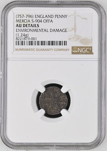 757 - 796 ENGLAND OFFA PENNY MERCIA S - 904 (NGC) ENVIRONMENTAL DAMAGE - NGC SILVER COINS - Cambridgeshire Coins