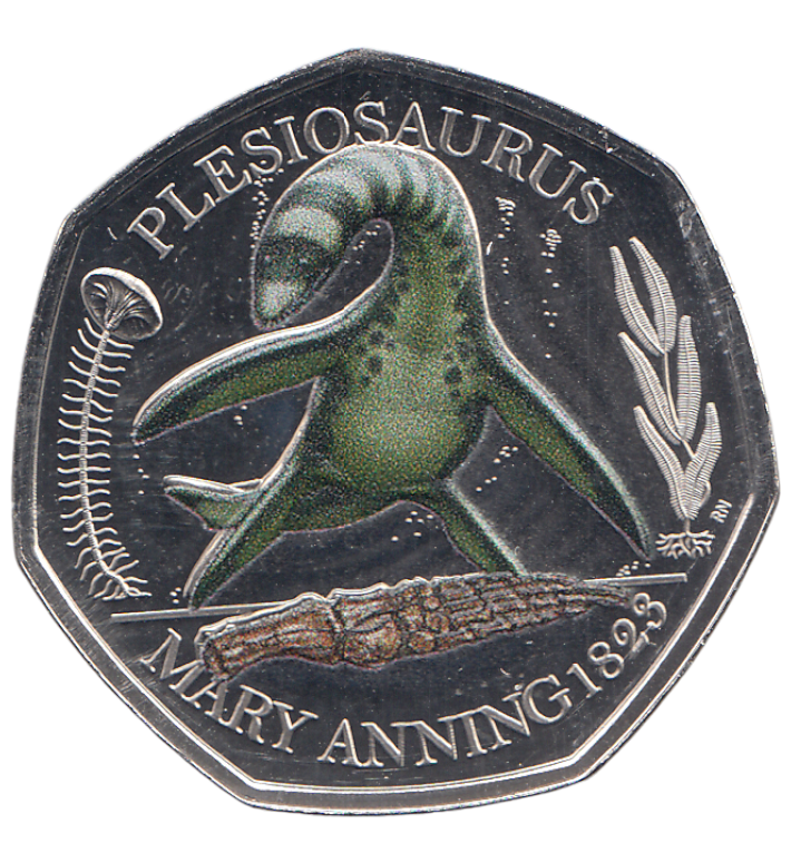 2021 COLOURED PLESIOSAURUS 50P ( BU )