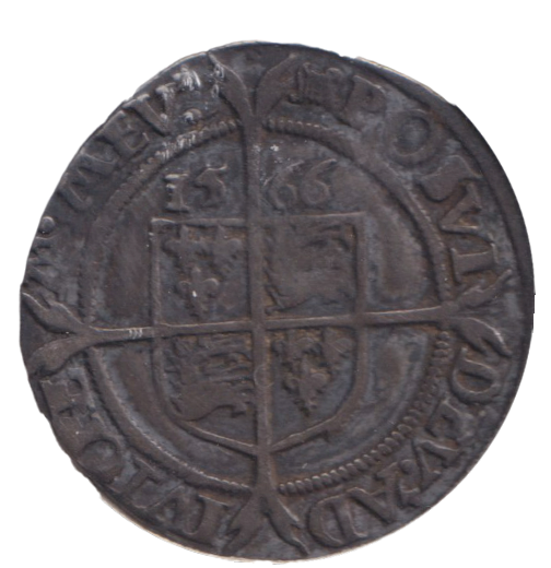 1566 SIXPENCE ELIZABETH I