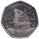 2004 CHRISTMAS 50P WATER WHEEL ISLE OF MAN ( BU )