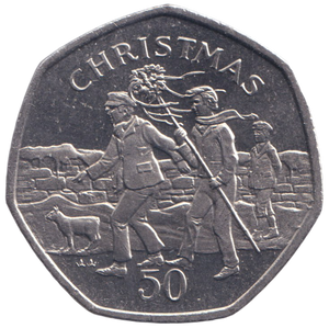 1994 CHRISTMAS LARGE 50P HONT WREN  ISLE OF MAN ( UNC ) AA
