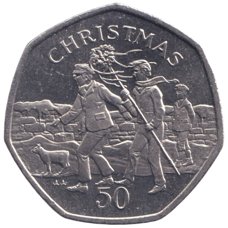 1994 CHRISTMAS LARGE 50P HONT WREN  ISLE OF MAN ( UNC ) AA